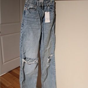 Zara high rise wide leg denim jeans